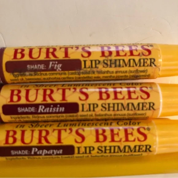 BURT’S BEES Bundle of 3 Unopened Lip Shimmer LIP BALM - Picture 2 of 8